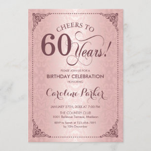 Invitation 60e anniversaire - Rose Gold Damask