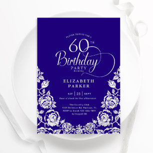 Invitation 60e anniversaire Roses d'argent violet