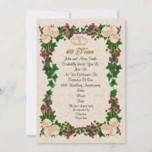 Invitation 60e anniversaire roses d'invitation