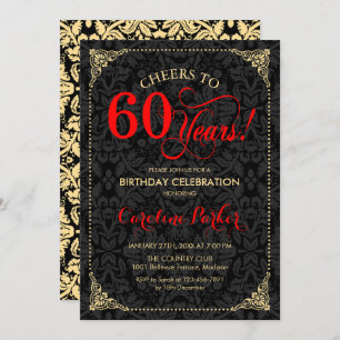 Invitation 60e anniversaire - Rouge Gold Black Damask