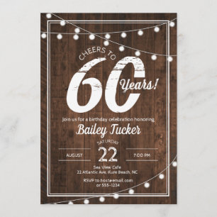 Invitation 60e anniversaire russe avec String Lights Party