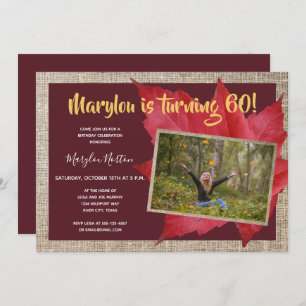 Invitation 60e anniversaire Rustic Autumn Photo Party