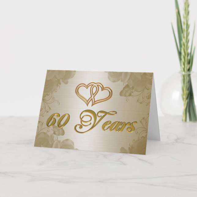 Invitation 60e anniversaire satin d'or (Devant)