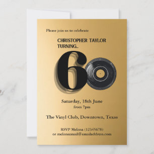 Invitation 60e Anniversaire simple disque vinyle