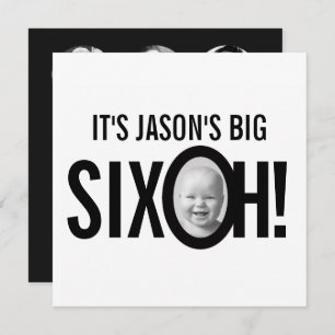 Invitation 60e anniversaire SIX OH! photo mono noir blanc