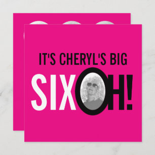 Invitation 60e anniversaire SIX OH! photo rose rétro
