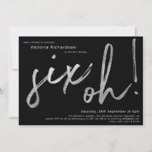 60e anniversaire Six Oh Silver Typographie noir