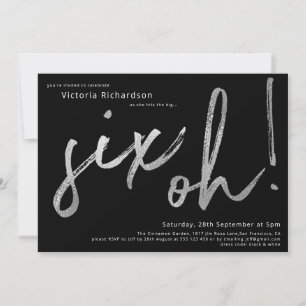 Invitation 60e anniversaire Six Oh Silver Typographie noir