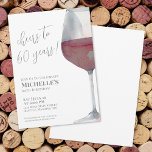 Invitation 60e Anniversaire Soirée À Soixante<br><div class="desc">"Cheers to 60 years !" est fièrement présenté en haut de cette invitation classique et élégante, avec un grand merlot d'aquarelle ou un verre de vin rouge et gris bordeaux sur le côté droit, lui donnant une touche moderne. Vous pouvez customiser l'année pour célébrer n'importe quel jalon. Le design utilise...</div>