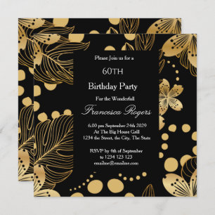 Invitation 60e Anniversaire Soirée Gold Black Carré Invitatio
