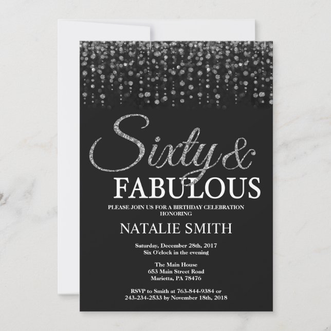 Invitation 60e anniversaire Soixante et fabuleuse Parties sci (Devant)