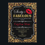Invitation 60e anniversaire - Soixante fabuleux Empreinte de<br><div class="desc">Invitation du 60e anniversaire. Elégant design noir blanc avec parties scintillant en or. Comprend un baiser de lèvres rouges,  empreinte de léopard,  confetti et police de script. Parfait pour une soirée d'anniversaire élégante. Soixante et fabuleux ! Message-moi si vous avez besoin d'une personnalisation plus poussée.</div>