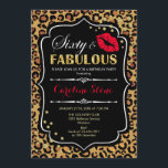 Invitation 60e anniversaire - Soixante fabuleux Empreinte de<br><div class="desc">Invitation du 60e anniversaire. Elégant design noir blanc avec parties scintillant en or. Comprend un baiser de lèvres rouges,  empreinte de léopard,  confetti et police de script. Parfait pour une soirée d'anniversaire élégante. Soixante et fabuleux ! Message-moi si vous avez besoin d'une personnalisation plus poussée.</div>