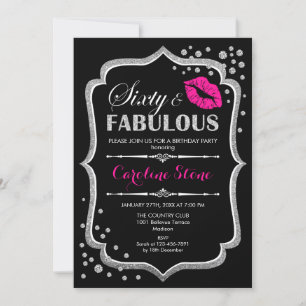 Invitation 60e anniversaire - Soixante fabuleux noir rose arg