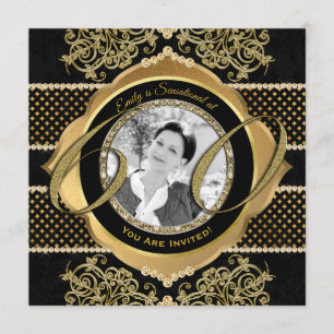 Invitation 60e anniversaire Soixantième Gold Diamond Cadre ph