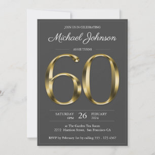 Invitation 60e anniversaire Solid Gold Texte gris foncé Class