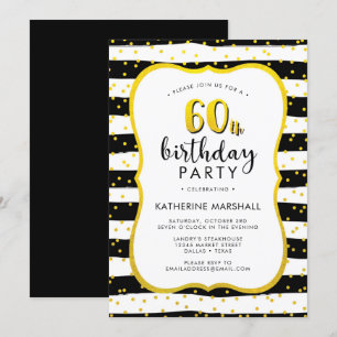 Invitation 60e anniversaire Striped Gold et Black