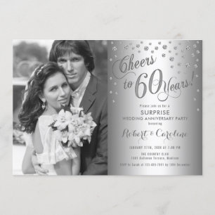 Invitation 60e anniversaire surprise avec photo - Argent