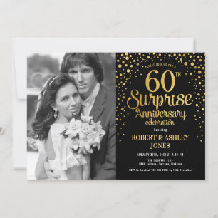 Invitation 60e anniversaire surprise avec photo - Black Gold