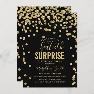 Invitation 60e anniversaire surprise Gold Black