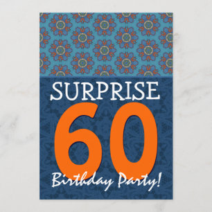 Invitation 60e anniversaire surprise Modèle bleu et orange