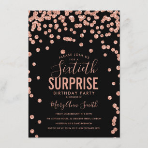 Invitation 60e anniversaire surprise Rose Gold Black