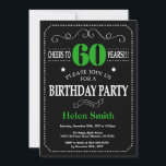 Invitation 60e anniversaire Tableau noir et vert<br><div class="desc">60e Invitation anniversaire Typographie noire et verte. Tableau de bord. Arrière - plan noir et blanc. Anniversaire adulte. Hommes ou Femmes Anniversaire. Enfants Garçon ou fille Ado Anniversaire adolescent Invitation . 13ème 15ème 16ème 18ème 20ème 21ème 30ème 40ème 50ème 60ème 70ème 80ème 90ème 100ème. N'Importe Quel Âge. Pour plus de...</div>