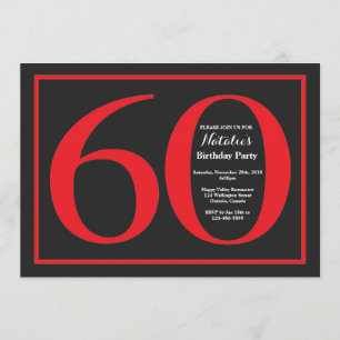 Invitation 60e anniversaire Tableau rouge et noir