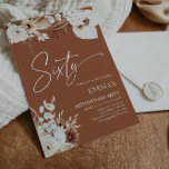 Invitation 60e anniversaire Terracotta Boho Pampas<br><div class="desc">Les invitations à l'anniversaire de Terracotta sont la meilleure façon d'annoncer votre anniversaire à vos invités. Chaque invitation à l'anniversaire présente des motifs floraux complexes et une belle typographie aux couleurs neutres, dont la terre cuite, le beige et les tons terreux. Imprimés sur un carton de haute qualité, ils impressionneront...</div>