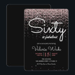 Invitation 60e est fabuleux fête d'anniversaire Parties scint<br><div class="desc">Elegant rose parties scintillant soixante est fabuleux invitations de fête d'anniversaire. Le texte peut être ajusté ainsi que les couleurs de police et la couleur arrière - plan. Invitations de fête d'anniversaire pour adultes 60e. Faux éléments de parties scintillant.</div>