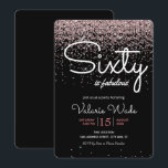 Invitation 60e est fabuleux fête d'anniversaire Parties scint<br><div class="desc">Elegant rose parties scintillant soixante est fabuleux invitations de fête d'anniversaire. Le texte peut être ajusté ainsi que les couleurs de police et la couleur arrière - plan. Invitations de fête d'anniversaire pour adultes 60e. Faux éléments de parties scintillant.</div>
