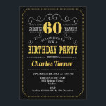 Invitation 60e fête d'anniversaire - Black Gold White<br><div class="desc">Invitation de fête du 60e anniversaire. Design élégant noir,  or,  blanc rétro avec motif de tableau noir et police de script. Salutations à 60 ans ! Message-moi si vous avez besoin d'une personnalisation plus poussée.</div>