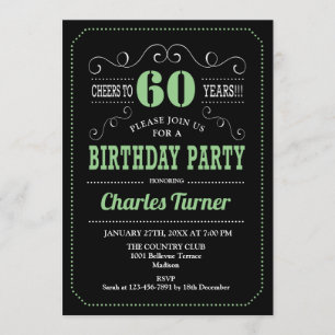 Invitation 60e fête d'anniversaire - Black Green