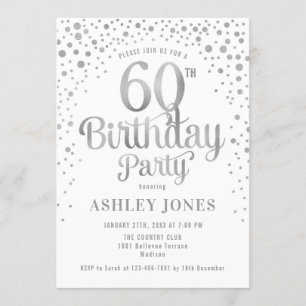 Invitation 60e fête d'anniversaire - Blanc & Argent