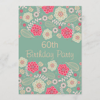 Invitation 60e fête d'anniversaire Chic Funky moderne Floral