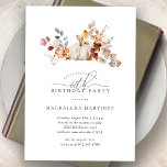 Invitation 60e fête d'anniversaire Citrouille blanc fleurs d'<br><div class="desc">Moderne et élégant citrouille blanc et fleurs d'automne design floral. La palette d'aquarelle douce est un mélange sophistiqué de rose tendre et de jaune et de marron doré foncé et riche. Les feuilles d'automne entourent le citrouille blanc pour un spectacle spécial d'automne. Parfait pour votre fête d'anniversaire d'automne.</div>