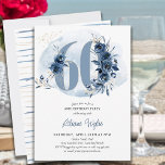 Invitation 60e fête d'anniversaire Côte Bleu Floral Numéro 60<br><div class="desc">60e anniversaire invitation avec le numéro 60 décoré de bourgeons roses, fleurs de fleurs et feuillage dans les tons de bleu côtier et de sable. Design féminin et élégant subtil avec des arrangements floraux aquarelles, des éclaboussures de peinture et des touches de brosse. Idéal pour célébrer le 60e anniversaire avec...</div>