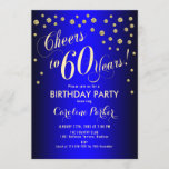 Invitation 60e fête d'anniversaire - Gold Royal Blue<br><div class="desc">60th Birthday Party Invitation Design élégant avec fausse parties scintillant or et bleu royal. Salutations à 60 ans !</div>