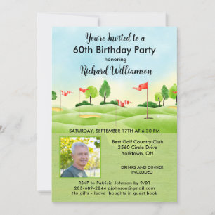 Invitation 60e Fête d'anniversaire Homme Photo Golf