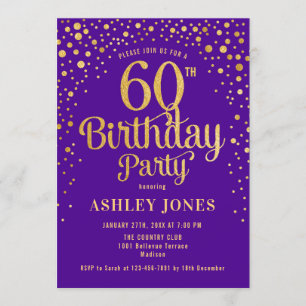 Invitation 60e fête d'anniversaire - Purple & Gold