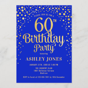 Invitation 60e fête d'anniversaire - Royal Blue & Gold