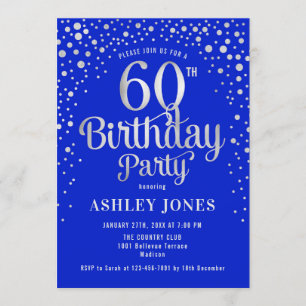 Invitation 60e fête d'anniversaire - Royal Blue & Silver