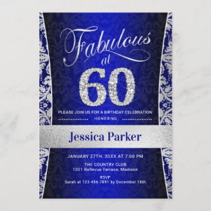 Invitation 60e fête d'anniversaire - Silver Royal Blue