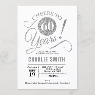 Invitation 60e fête d'anniversaire - Silver White