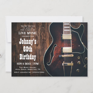 Invitation 60e fête d'anniversaire Simple Rustic Live Music