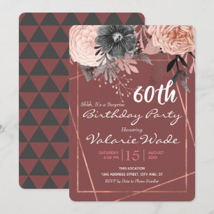 Invitation 60e fête d'anniversaire surprise Roses roses roses