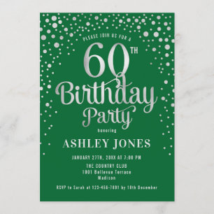 Invitation 60e fête d'anniversaire - Vert & Argent