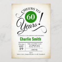 60e fête d'anniversaire - Vert noir blanc