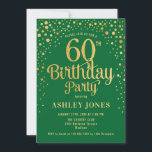 Invitation 60e fête d'anniversaire - Vert & Or<br><div class="desc">Invitation de fête du 60e anniversaire. Design élégant dans la forêt vert émeraude et faux or parties scintillant. Comprend des polices de caractères et des confettis stylisés. Message-moi si vous avez besoin d'âge personnalisé.</div>