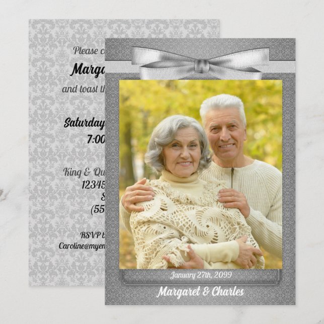 Invitation 60e fête de photo de noces de diamant (Devant / Derrière)